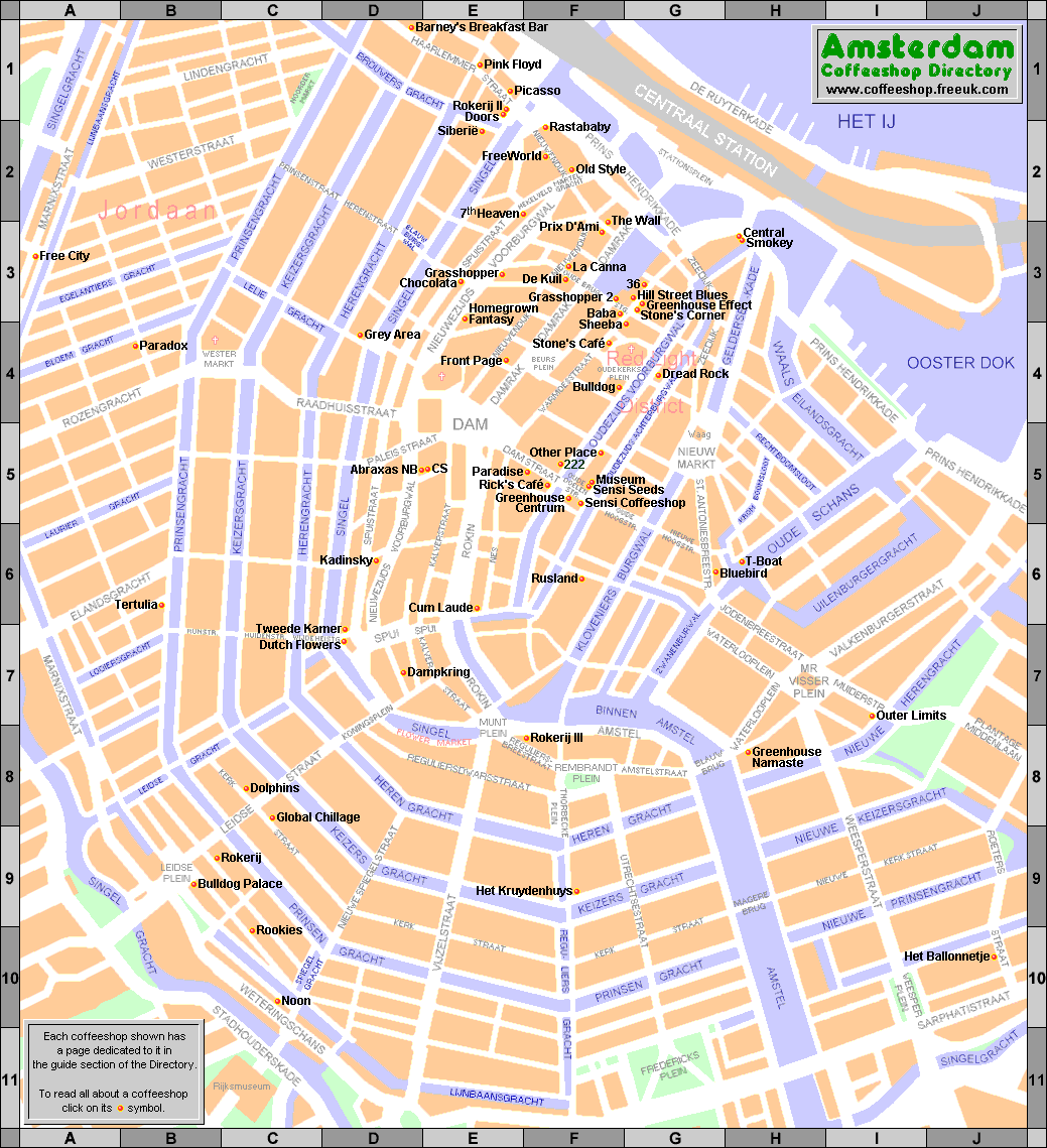 “Amsterdam Map Of Legal Marijuana & Hash Coffee Shops “  OnlinePot 